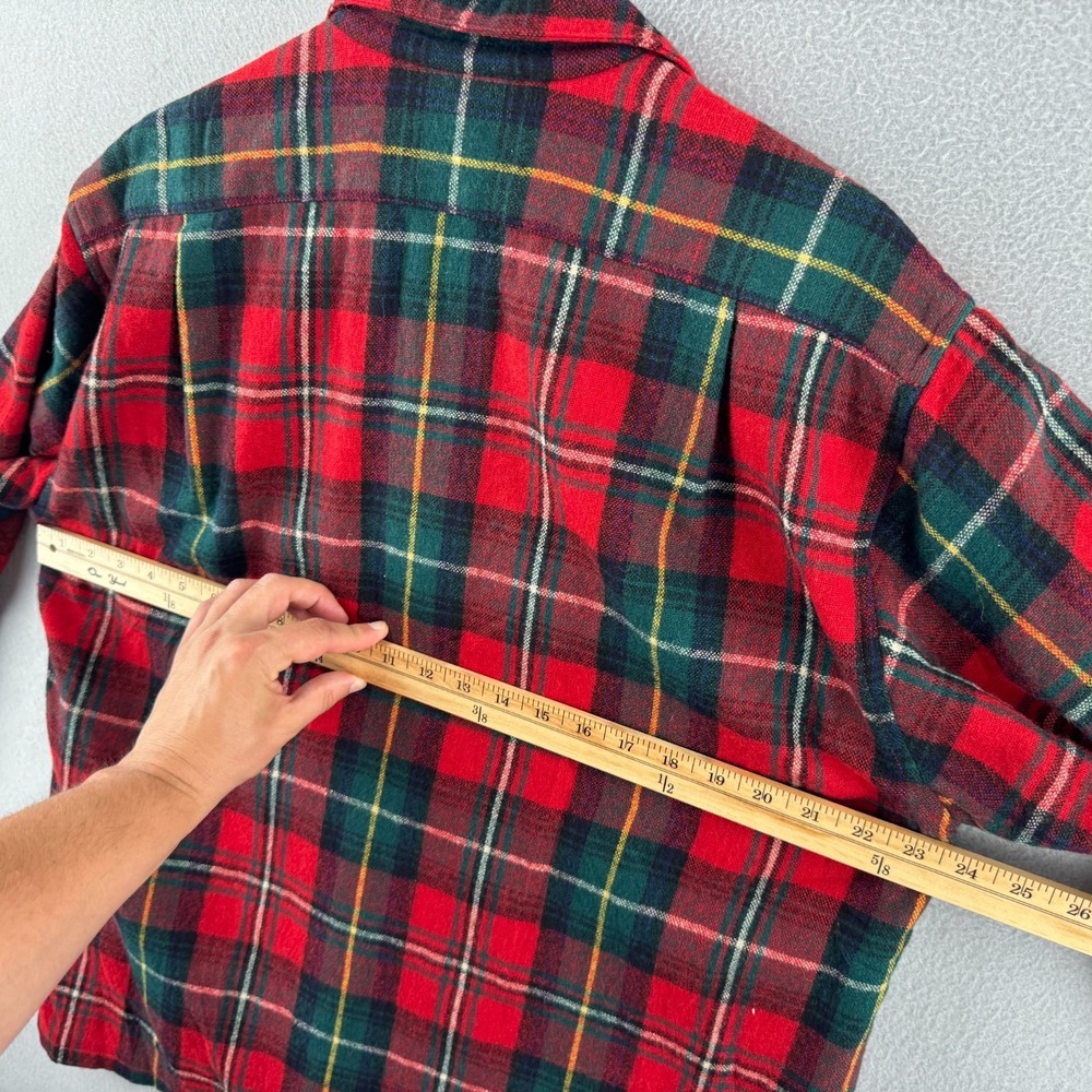 Vintage 80s Polo Ralph Lauren Wool Flannel Shirt Womens 8 Oversized Loop Collar - Picture 11 of 16